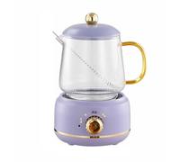 Bouilloire en verre, Mini verre à épaississement automatique de 600ML, théière électrique multifonctionnelle, cuisson faible bruit(Purple)