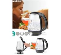 Bouilloire en Verre Noire 1.7L Sans Fil 2200W LED BLEUE Fonction Arre?t automatique