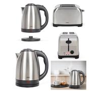 Bouilloire et Grille-Pain - RETRO - INOX - 1,8L - 1500W - 2 fentes larges