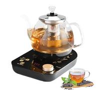 Bouilloire et théière électriques compactes en verre, théière à infuseur 800 W 0,8 L avec contrôle de température et minuterie, pour la préparation du thé et du café