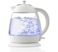 ETA Bouilloire design Crystal I Puissance 2200 W I Volume 1,7 l I Filtre détartrant I Indicateur de niveau d'eau I Indicateur de fonctionnement LED I Couvercle amovible I Blanc