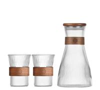 Bouilloire froide en verre avec haute température et grande capacité Ustensiles à eau Pot à jus domestique Design anneau en bois de haute qualité Théière polyvalente Résistant aux brûlures Ceinture en