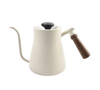 Bouilloire goutte à col de cygne avec jauge de température pour verser et infuser du café à la main avec corps en acier inoxydable (850 ml, blanc)