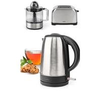 Bouilloire Inox 1,7L Sans Fil 2200W Arrêt automatique + Grille-pain Inox 2 Fentes 850W 3 fonctions avec témoins LED + Presse fruit