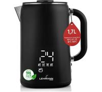 Bouilloire Inox 1,7L, Température Réglable 45-100°C, Écran Tactile, Double Paroi, Maintien Au Chaud, Sans BPA Noir