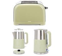 Bouilloire Inox rétro 1,7L vert INOX Sans Fil 2200W Arrêt automatique INOX + Grille-pain rétro vert 850W 2 FENTES