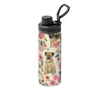 Bouilloire isolée, bouilloire isolée de 18 oz, bouteilles d'eau en acier inoxydable, tasse isolée,Crème de race de chien Border Terrier Florals
