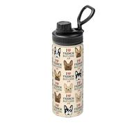 Bouilloire isotherme de sport French Bulldog 530 ml - Thermos à double paroi pour boissons chaudes et froides - Parfait pour les voyages, le camping