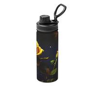 Bouilloire isotherme de sport Yellow Roses Nuit étoilée 532 ml - Bouteille d'eau pour boissons chaudes et froides, parfaite pour les voyages, la randonnée, le camping