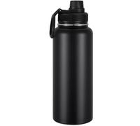Bouilloire isotherme en acier inoxydable 304 de grande capacité avec isolation du froid sous vide pour sports de plein air (noir, 1200 ml)