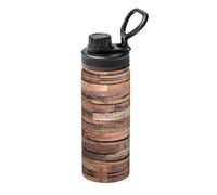 Bouilloire isotherme en acier inoxydable avec panneaux de bois et de sol - Pour voyage, sport, fitness - 532 ml