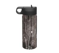 Bouilloire isotherme en bois avec imprimé fleur et papillon - Bouteille de voyage polyvalente et respectueuse de l'environnement - 532 ml