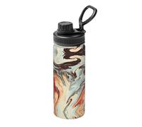 Bouilloire isotherme en marbre marron mélangé de 532 ml - Thermos à double paroi pour boissons chaudes et froides - Parfait pour les voyages, le camping