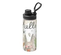 Bouilloire isotherme pour cyclisme, gym, basket-ball, extérieur, 510,3 g, motif lapin, papillon et fleurs, convient comme cadeau
