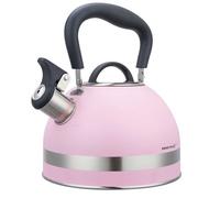 KINGHOFF KH-1856 Bouilloire sifflante en acier 1,8 l Petite taille Compatible induction Rose