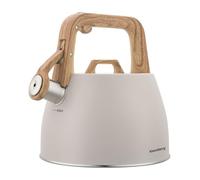 Bouilloire Klausberg en acier inoxydable avec sifflet en acier et poignée ergonomique, convient à tous les types de feux, moderne et pratique pour le café et le thé, 2,5 l (beige)