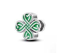 Bouilloire noeud quatre - breloque trèfle à feuilles, accessoire de bracelet à breloques en argent sterling 925, compatible avec le collier bracelet pandora, cadeau pour femme