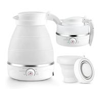 Bouilloire pliable 600 ml, bouilloire de camping en silicone, bouilloire de voyage pliable isolée avec 2 gobelets pliants, 600 W, chauffage rapide pour cuisine, voyage, camping et survie dans la