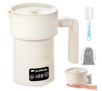 Bouilloire Pliable 600 ml, Bouilloire de Voyage Portable en Acier Inoxydable et Silicone pour Camping avec 9 Niveaux de Température