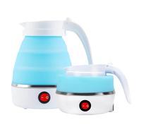 Bouilloire Pliable, Bouilloire De Voyage 600ml, Mini Bouilloire Electrique de Silicone Portable pour Le Camping, Voyage de Plein Air (Bleu)