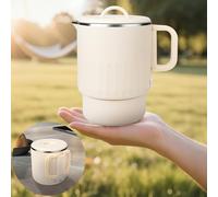 Bouilloire Pliable Mini Bouilloire Electrique 1L Voyage en Acier inoxydable avec Cuiseur vapeur œufs Portable Petite Camping pour Camping Voyages Vacances Extérieu