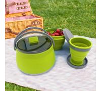 Bouilloire Pliante En Silicone 3 Pièces, Ensemble De Tasses À Eau Bouillante Portable Pliable, Bol De Vaisselle Pour Camping En Plein Air