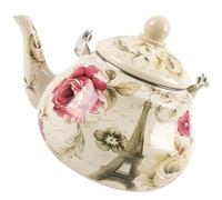 Bouilloire Poire Émaillée 2 L, Compatible Gaz et Induction, Maison | Finition Crème Romantique, Conductivité Thermique Élevée, Usage Bureau Cuisine, Style Rétro Délicat