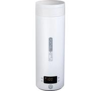 bouilloire portable 500ml avec 4 réglages de température Structure à double couche Voyage en acier inoxydable Tasse chauffante 300W (blanc)