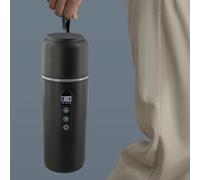 Bouilloire portable de 500 ml avec écran LCD, tasse de voyage USB 5 V pour faire bouillir de l'eau dans la voiture, bouteille chauffante électrique 12 V/24 V compatible avec voiture, camion, SUV (noir