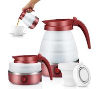 Bouilloire Portable De Camping 600ml, Bouilloire Pliable, Mini Bouilloire Électrique En Silicone Pour Le Camping, Le Voyage, L'extérieur (Rouge)