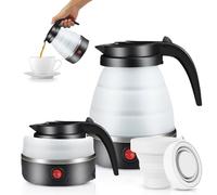 Bouilloire portable de Camping 600ML, EUBSWA Bouilloire pliable, Mini bouilloire électrique en silicone pour le camping, le voyage, l'extérieur (Noir)
