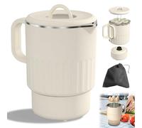 Bouilloire Portable Pliable 1L Voyage 600W 304 Acier Inoxydable Petite Bouilloire Camping Chauffage Rapide, Température Constant Automatique et Fonction de Cuisson Continue