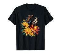 Bouilloire pour feu de Camp avec chrysanthèmes dorés T-Shirt