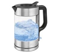 Bouilloire ProfiCook en verre | 1,7 l | 2200 W | éclairée | sans BPA | utilisation d'une seule main | socle 360° | enrouleur de câble | boîtier en acier inoxydable | PC WK 1322 acier inoxydable