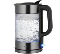 Bouilloire ProfiCook en verre | 1,7 l | 2200 W | éclairée | sans BPA | utilisation d'une seule main | socle pivotant à 360° avec enrouleur de câble | boîtier en acier inoxydable | PC WK 1322 noir