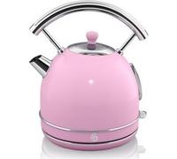 Swan Retro Bouilloire Électrique 1,8 Litre, Design Vintage, Arrêt Automatique Contrôleur Strix, Sans fil, Acier Inoxydable, sans BPA, 3000W, Rose