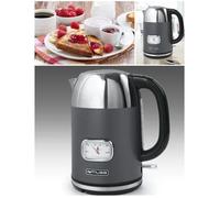 BOUILLOIRE RETRO VINTAGE SANS FIL 2200W 1.7L GRISE ANTHRACYTE INOX Filtre amovible et lavable