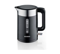 SEVERIN Bouilloire pratique sans fil avec commande à une main et volume de 1,7 l, sans BPA, acier inoxydable brossé/noir, ustensiles de cuisine WK 9265