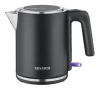 SEVERIN Bouilloire compacte à ouverture extra large, 2 400 W, Petite bouilloire au design moderne, Capacité : 1 L, Socle 360°, Bouilloire électrique avec filtre anticalcaire, Inox/Noir, WK 9555