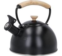 Bouilloire sifflante, 1,6 L, inox, bois, noir - La Cafetière