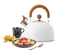 Bouilloire Sifflante 2.5L Bouilloire A Sifflet En Acier Inox, Bouilloire Induction Vintage, Bouilloire À Thé Sifflante Avec Grain De Bois Poignée Pour Thé, Café - Induction Gaz Électrique Applicable