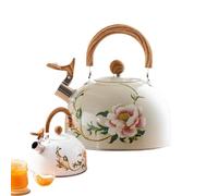 Bouilloire Sifflante À Fleurs - Bouilloire En Acier Inoxydable 3L | Théière Sifflet Avec Poignée Pour Cuisinière Et Cuisine | Motif Floral Élégant, Conception En PVC Et Acier Inoxydable Bouill
