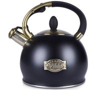 Bouilloire sifflante, acier, noire, 3 l