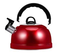 Bouilloire sifflante avec poignée 3 L en acier inoxydable de qualité alimentaire style rétro sans odeur rouge vin pour cuisinière à induction