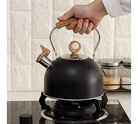 Bouilloire sifflante, Bouilloire à thé sifflante de 2,5 litres Théière en Acier Inoxydable avec poignée pour cuisinière électrique Cuisinière à gaz(Le Noir)