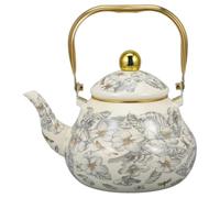 Bouilloire Sifflante Émaillée de Fleur Vintage 1,5 L en Acier | Compatible Induction, Versement Facile, Style Rétro Classique, Cuisine et Service du Thé