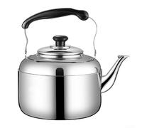 Bouilloire sifflante en acier inoxydable avec corps épais non magnétique pour plaques de cuisson à gaz et à induction avec son d'alerte d'ébullition et forme ergonomique de poignée (6,5 l)
