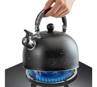 Bouilloire sifflante - En acier inoxydable avec poignée ergonomique - 2,5 l - Bouilloire à eau chaude avec sifflet bruyante - Pour cuisinière à gaz, électrique, à induction, chauffage, cuisine