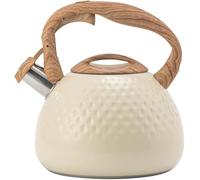 Bouilloire Sifflante Induction 3L, Retro Théière Avec Sifflet, Vintage en Acier Inoxydable Pour Cuisinière à Gaz et Induction (Blanc)