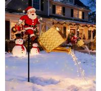 Bouilloire solaire de Noël en cascade, arrosoir solaire avec motif Père Noël avec lumière LED, lumières décoratives de jardin étanches pour jardin, terrasse et décoration de cour de Noël (éclairage B)
